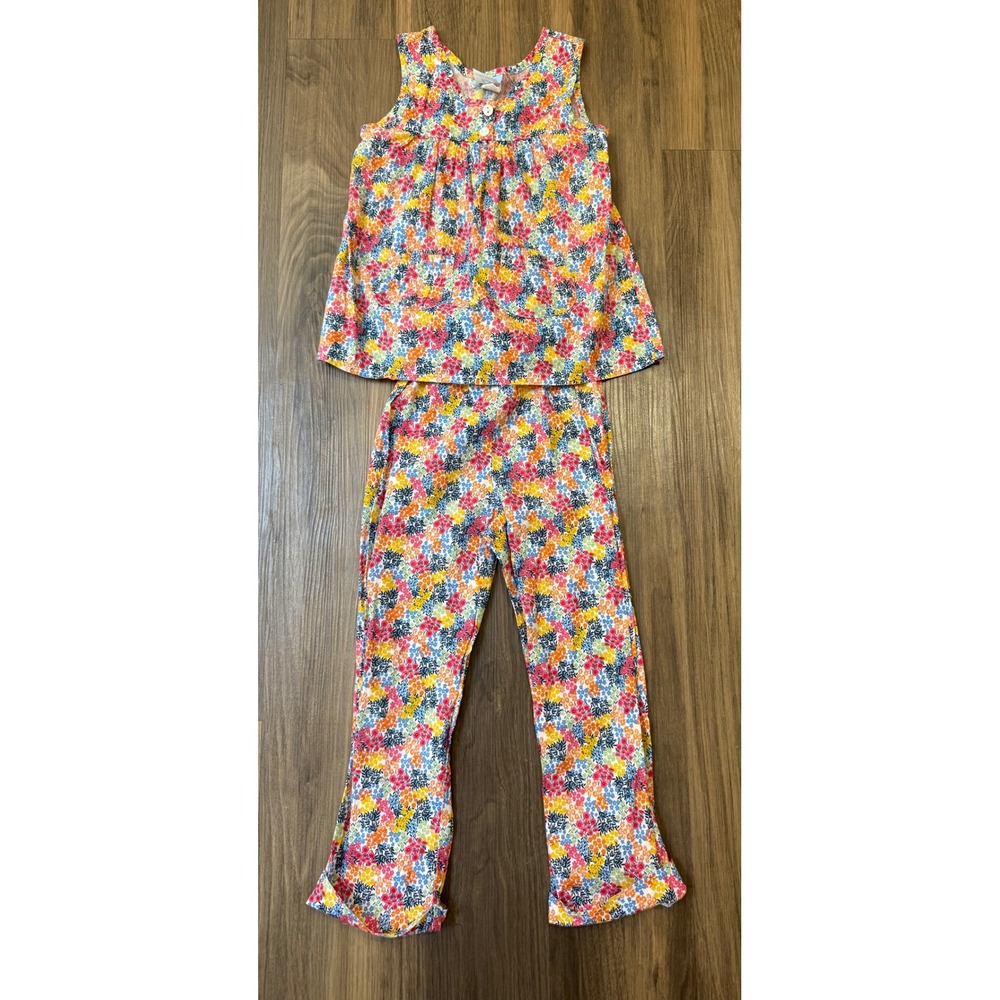 Bella Bliss Girls Set Matching Top and Pants Size 6 Multicolor Floral Cotton